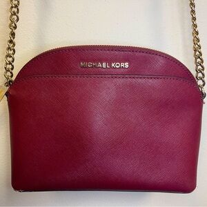 Michael Kors Cindy Saffiano Leather Crossbody Bag Burgundy